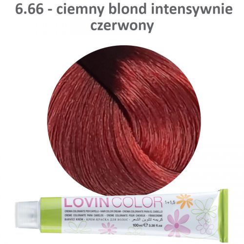 LOVINcolor 6,66 intensywnie czerwony ciemny blond 100ml