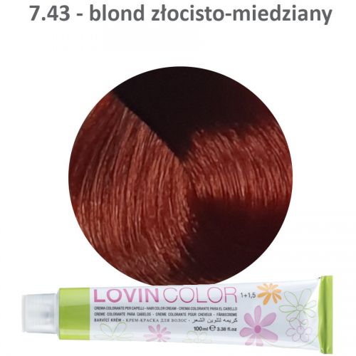 LOVINcolor 7,43 miedziano-złoty blond farba 100ml