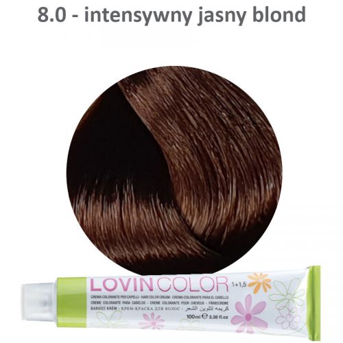LOVINcolor 8,0 intensywny jasny blond farba 100ml